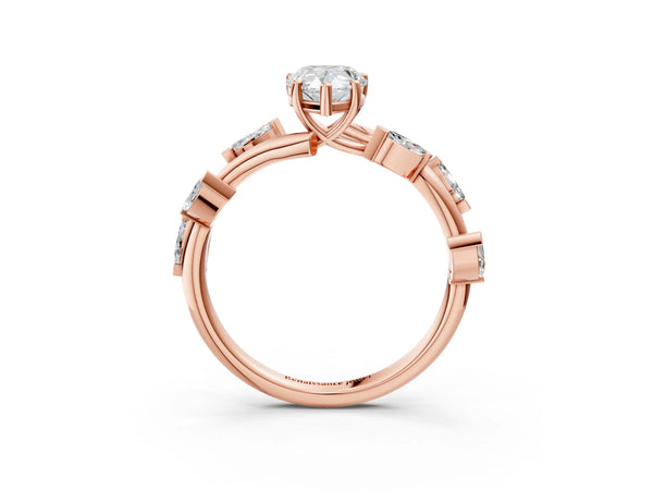 Rose gold Pear Cut Solitaire Twisted Band Marquise Accent Prong Setting Ring