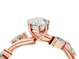 Rose gold Pear Cut Solitaire Twisted Band Marquise Accent Prong Setting Ring_7
