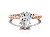 Rose gold Pear Cut Solitaire Twisted Band with Four-Prong Setting_123