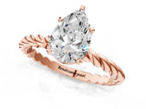 Rose gold Pear Cut Solitaire Twisted Band with Four-Prong Setting_124