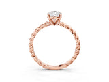 Rose gold Pear Cut Solitaire Twisted Band with Four-Prong Setting_126
