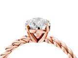 Rose gold Pear Cut Solitaire Twisted Band with Four-Prong Setting_127
