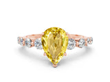 Rose gold Pear Cut Solitaire Yellow Sapphire Ring with Pave Band and Four-Prong Setting_24