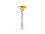 Rose gold Pear Cut Solitaire Yellow Sapphire Ring with Pave Band and Four-Prong Setting_26