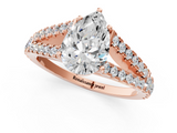 Rose gold Pear Cut Split Shank Pave Diamond Engagement Ring with Four-Prong Setting_29