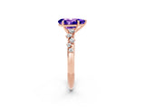 Rose gold Pear Cut Tanzanite Cluster Side Stone Solitaire Ring with Prong Setting_26