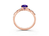 Rose gold Pear Cut Tanzanite Cluster Side Stone Solitaire Ring with Prong Setting_27