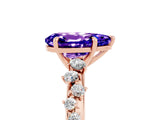 Rose gold Pear Cut Tanzanite Cluster Side Stone Solitaire Ring with Prong Setting_29