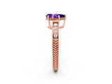 Rose gold Pear Cut Tanzanite Engagement Ring with Milgrain Channel Set Band and Prong Setting_2