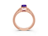 Rose gold Pear Cut Tanzanite Engagement Ring with Milgrain Channel Set Band and Prong Setting_3