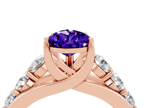 Rose gold Pear Cut Tanzanite Engagement Ring with Pavé Band and Four-Prong Setting_4