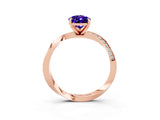 Rose gold Pear Cut Tanzanite Engagement Ring with Side Stone Accents and Four-Prong Setting_63