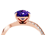 Rose gold Pear Cut Tanzanite Engagement Ring with Side Stone Accents and Four-Prong Setting_64