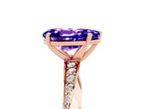 Rose gold Pear Cut Tanzanite Engagement Ring with Side Stone Accents and Four-Prong Setting_65