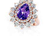 Rose gold Pear Cut Tanzanite Floral Double Halo Engagement Ring with Prong Setting_61