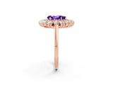 Rose gold Pear Cut Tanzanite Floral Double Halo Engagement Ring with Prong Setting_62