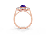 Rose gold Pear Cut Tanzanite Floral Double Halo Engagement Ring with Prong Setting_63