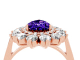 Rose gold Pear Cut Tanzanite Floral Double Halo Engagement Ring with Prong Setting_64