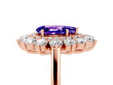 Rose gold Pear Cut Tanzanite Floral Double Halo Engagement Ring with Prong Setting_65
