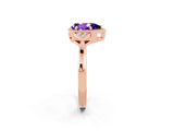 Rose gold Pear Cut Tanzanite Halo Ring with Tapered Band and Four-Prong Setting_2