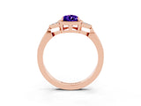 Rose gold Pear Cut Tanzanite Halo Ring with Tapered Band and Four-Prong Setting_3