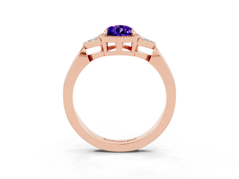 Rose gold Pear Cut Tanzanite Halo Ring with Tapered Band and Four-Prong Setting_3