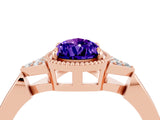 Rose gold Pear Cut Tanzanite Halo Ring with Tapered Band and Four-Prong Setting_4
