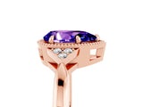 Rose gold Pear Cut Tanzanite Halo Ring with Tapered Band and Four-Prong Setting_5