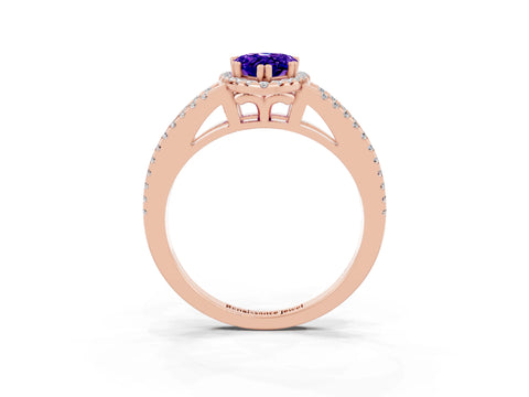 Rose gold Pear Cut Tanzanite Halo Split Shank Engagement Ring_15
