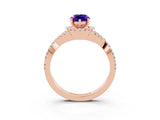 Rose gold Pear Cut Tanzanite  Halo Twist Band Solitaire Prong Setting Ring_39
