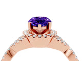 Rose gold Pear Cut Tanzanite  Halo Twist Band Solitaire Prong Setting Ring_40
