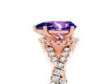 Rose gold Pear Cut Tanzanite  Halo Twist Band Solitaire Prong Setting Ring_41