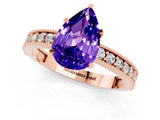 Rose gold Pear Cut Tanzanite Milgrain Pavé Engagement Ring with Four-Prong Setting_1