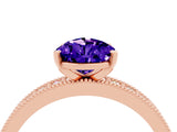 Rose gold Pear Cut Tanzanite Milgrain Pavé Engagement Ring with Four-Prong Setting_4