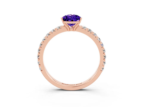 Rose gold Pear Cut Tanzanite Pavé Solitaire Engagement Ring with Four-Prong Setting_15