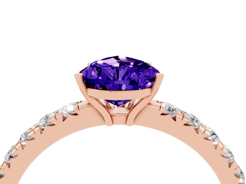 Rose gold Pear Cut Tanzanite Pavé Solitaire Engagement Ring with Four-Prong Setting_16