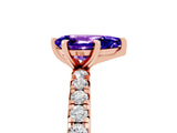 Rose gold Pear Cut Tanzanite Pavé Solitaire Ring with Round Band and Prong Setting_29