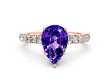 Rose gold Pear Cut Tanzanite Pave Band Solitaire Ring with Four-Prong Setting_24