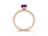 Rose gold Pear Cut Tanzanite Pave Band Solitaire Ring with Four-Prong Setting_27