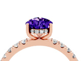 Rose gold Pear Cut Tanzanite Pave Band Solitaire Ring with Four-Prong Setting_28