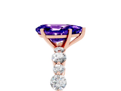 Rose gold Pear Cut Tanzanite Prong Set Engagement Ring with Pavé Band_5