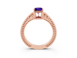 Rose gold Pear Cut Tanzanite Ring with Milgrain Pavé Band and Four-Prong Setting_15