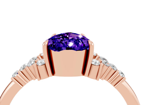 Rose gold Pear Cut Tanzanite Ring with Side Stones and Four-Prong Setting_40