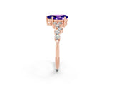 Rose gold Pear Cut Tanzanite Scattered Round Accent Ring with Prong Setting_14