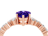 Rose gold Pear Cut Tanzanite Scattered Round Accent Ring with Prong Setting_16