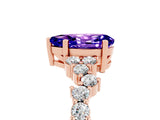 Rose gold Pear Cut Tanzanite Scattered Round Accent Ring with Prong Setting_17