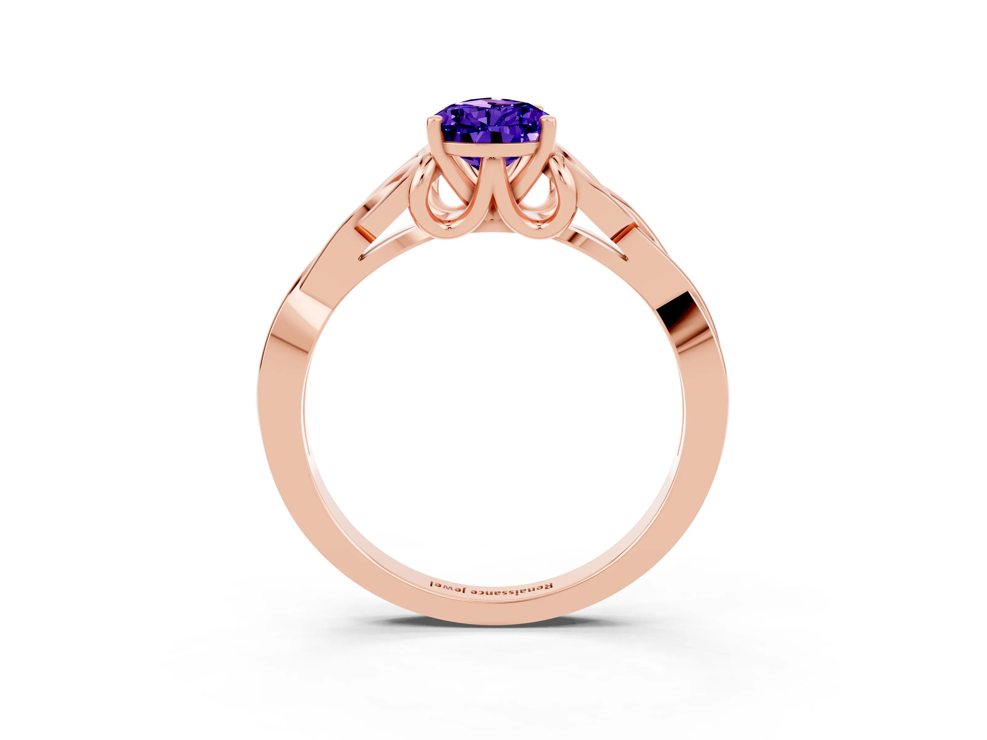 Rose gold Pear Cut Tanzanite Solitaire Celtic Knot Ring with Four-Prong Setting_15