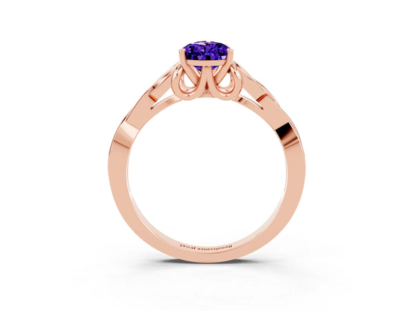 Rose gold Pear Cut Tanzanite Solitaire Celtic Knot Ring with Four-Prong Setting