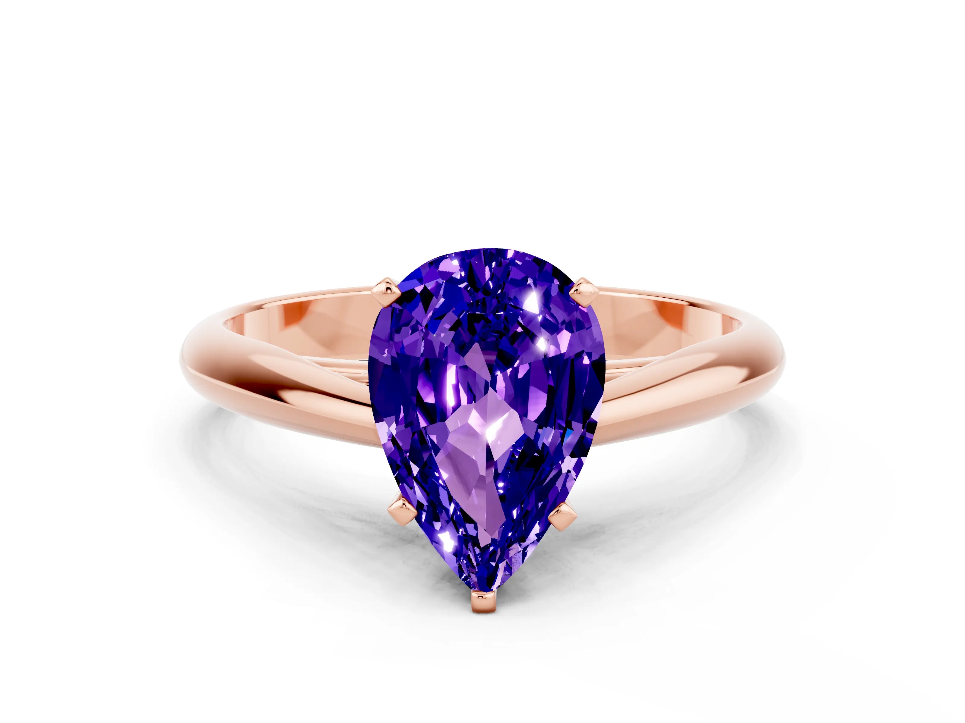 Rose gold Pear Cut Tanzanite Solitaire Engagement Ring with Cathedral Setting and Four-Prong Mount_12