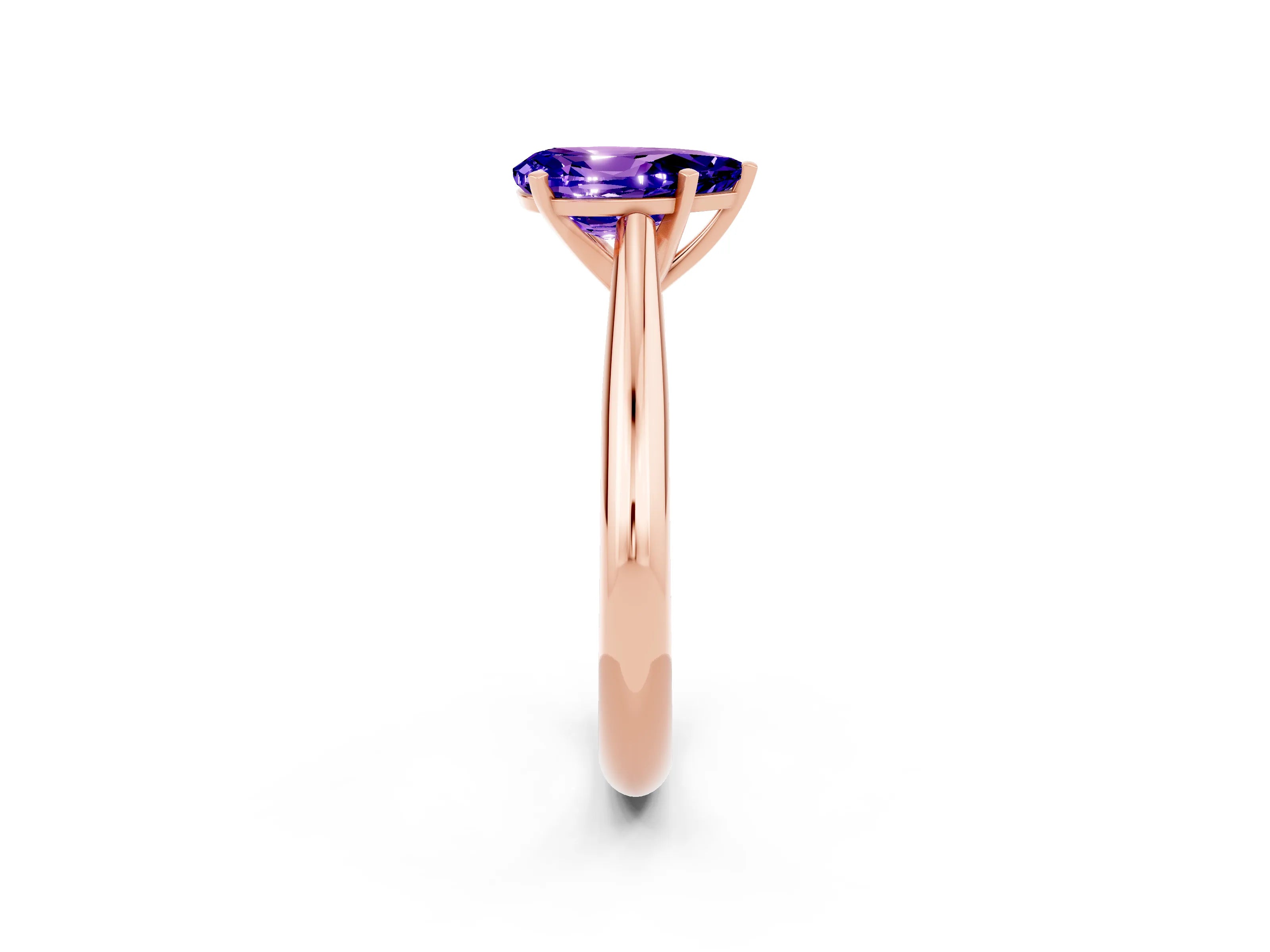 Rose gold Pear Cut Tanzanite Solitaire Engagement Ring with Cathedral Setting and Four-Prong Mount_14